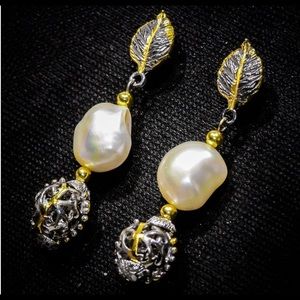 Elegant Natural Baroque Pearl Earrings
